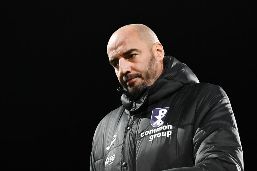 Patro Eisden's head coach Stijn Stijnen pictured before a soccer game between KV Kortrijk and Patro Eisden Maasmechelen, Saturday 08 November 2025 in Kortrijk, on day 13 of the 2025-2026 'Challenger Pro League' 1B second division of the Belgian championship. BELGA PHOTO MAARTEN STRAETEMANS