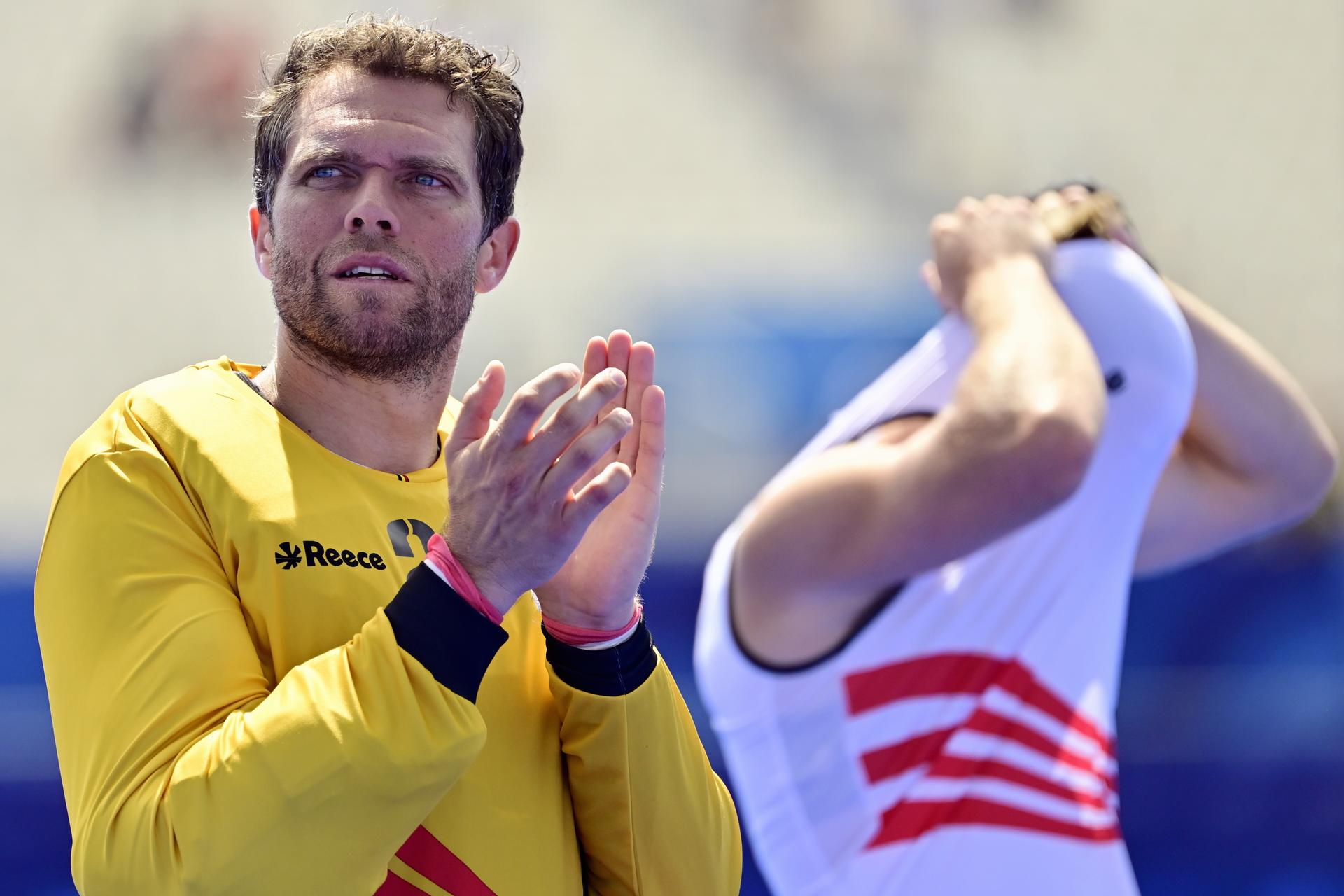 Belgium's goalkeeper Vincent Vanasch looks dejected after losing a hockey game between Belgium's national team the Red Lions and Spain, a quarter-final game at the Paris 2024 Olympic Games, on Sunday 04 August 2024 in Paris, France. The Games of the XXXIII Olympiad are taking place in Paris from 26 July to 11 August. The Belgian delegation counts 165 athletes competing in 21 sports. BELGA PHOTO DIRK WAEM