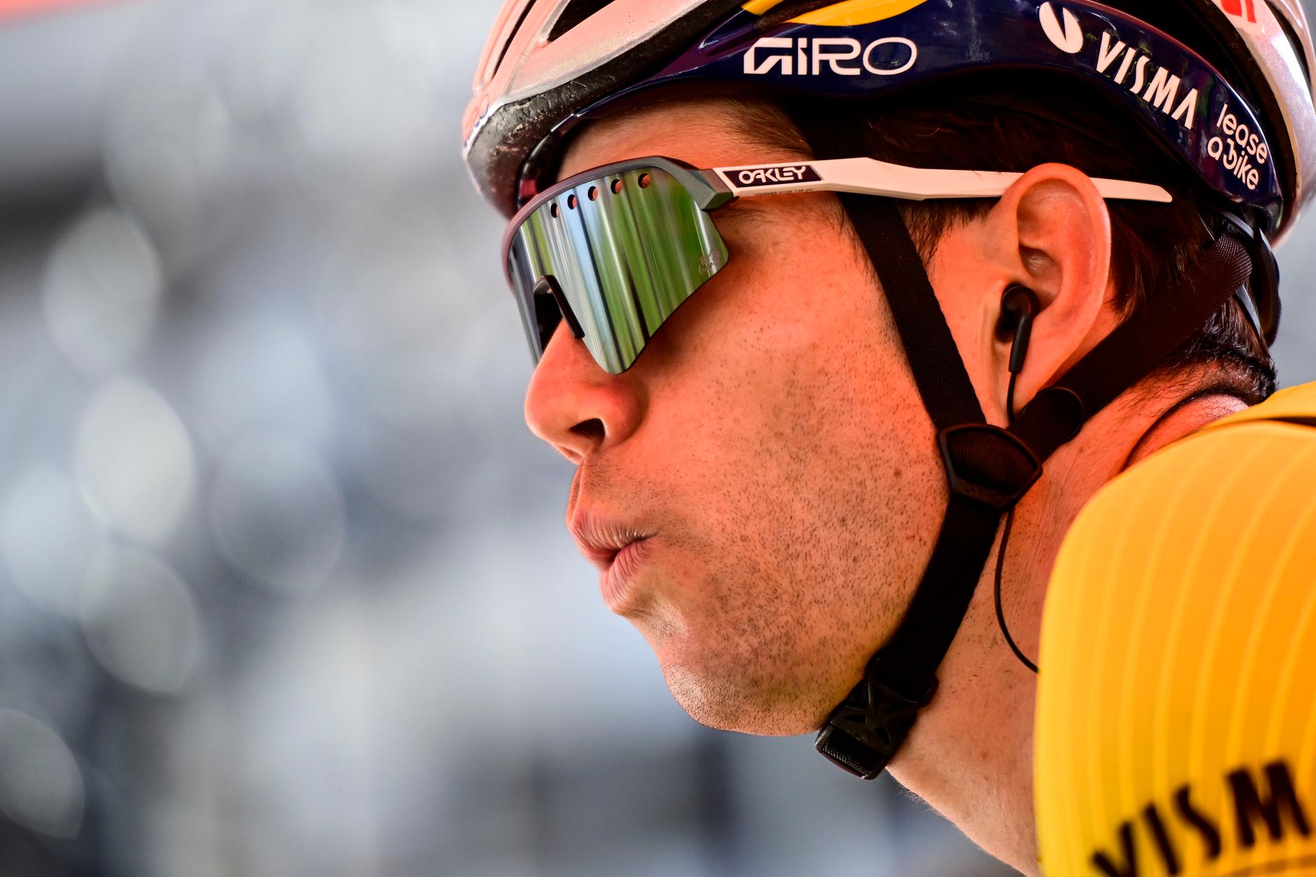 Belgian Wout van Aert of Team Visma-Lease a Bike pictured at the start of the men elite 'Amstel Gold Race' one day cycling race, 255,9 km from Maastricht to Valkenburg, The Netherlands, Sunday 20 April 2025. BELGA PHOTO DIRK WAEM