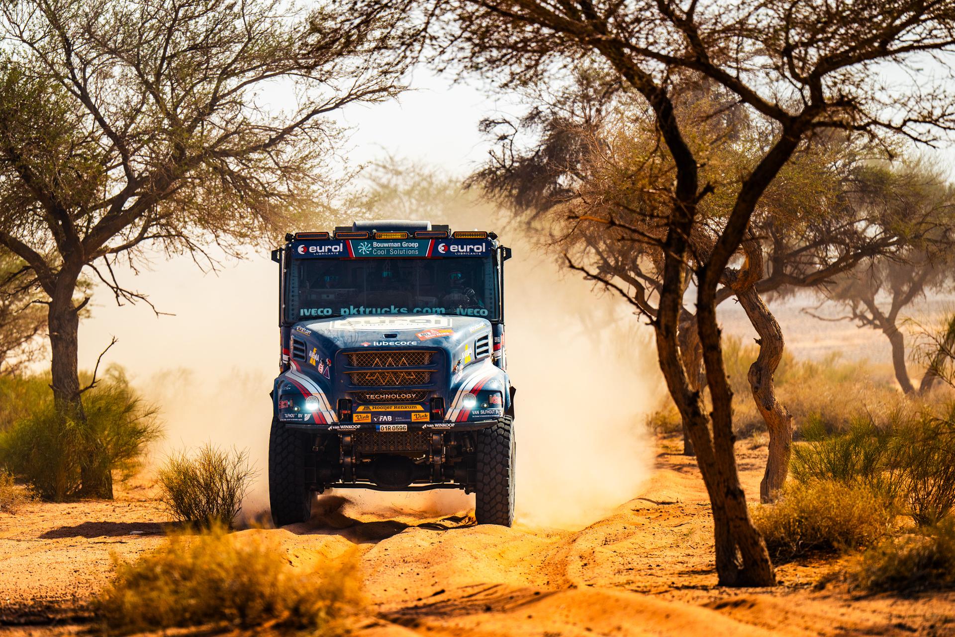 ATTENTION EDITORS - HAND OUT PICTURES - EDITORIAL USE ONLY - MANDATORY CREDIT: 'EUROL RALLYSPORT'  Hand out picture released by Eric Dupain shows the truck of Mitchel van den Brink, Bart Van Heun and Jarno Van De Pol during stage 4 of the 2026 Dakar rally race in Al-Ula, Saudi Arabia on Wednesday 07 January 2026.  *** Belga and Belga Editorial Board decline all responsibility regarding the content of this picture. *** PHOTO HAND OUT - EUROL RALLYSPORT