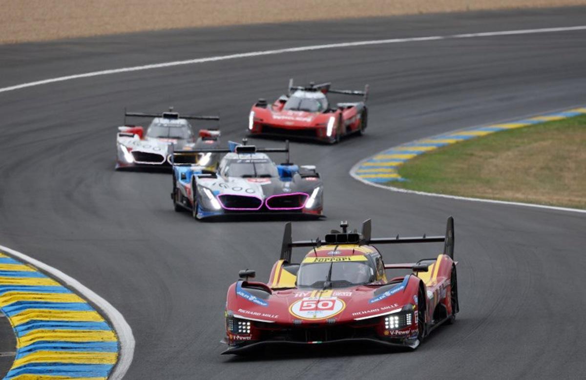 Ferrari AF Corse's Danish driver #50 Nicklas Nielsen steers his car during the 24 Hours of Le Mans 2025, at the Le Mans circuit, in north-western France on June 14, 2025.   FRED TANNEAU / AFP