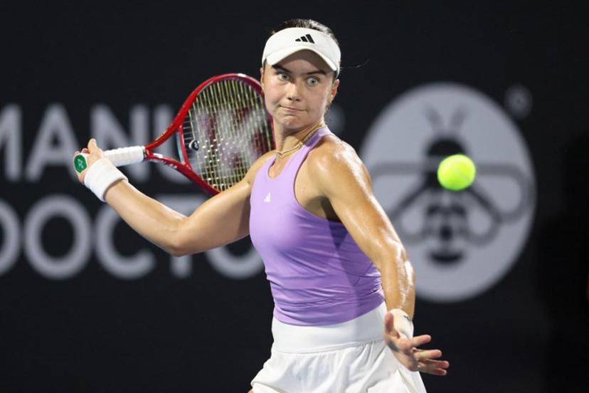 Iva Jovic of the US hits a return against Elina Svitolina of Ukraine during their women's singles semi-final match at the WTA Auckland Classic tennis tournament in Auckland on January 10, 2026.  Michael Bradley / AFP