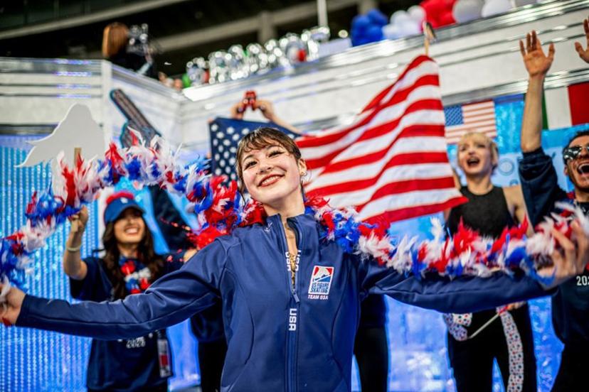 USA's Alysa Liu reacts after competing in the women's free skating during the ISU World Team Trophy in Figure Skating 2025 in Tokyo on April 19, 2025.  Philip FONG / AFP