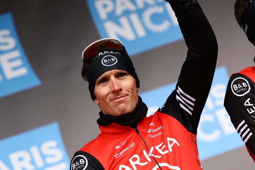 French Arnaud Demare of Arkea-BB Hotels pictured at the start of stage five of the 83th edition of the Paris-Nice cycling race, 196,5 km from Saint-Just-en-Chevalet to La Cote-Saint-Andre, France, Thursday 13 March 2025. BELGA PHOTO DAVID PINTENS
