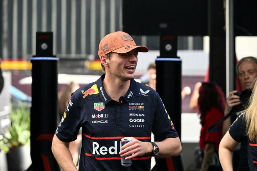 Red Bull Racing's Dutch driver Max Verstappen arrives in the paddock ahead of the United States Formula One Sprint at the Circuit of the Americas in Austin, Texas, on October 18, 2025.  RONALDO SCHEMIDT / AFP