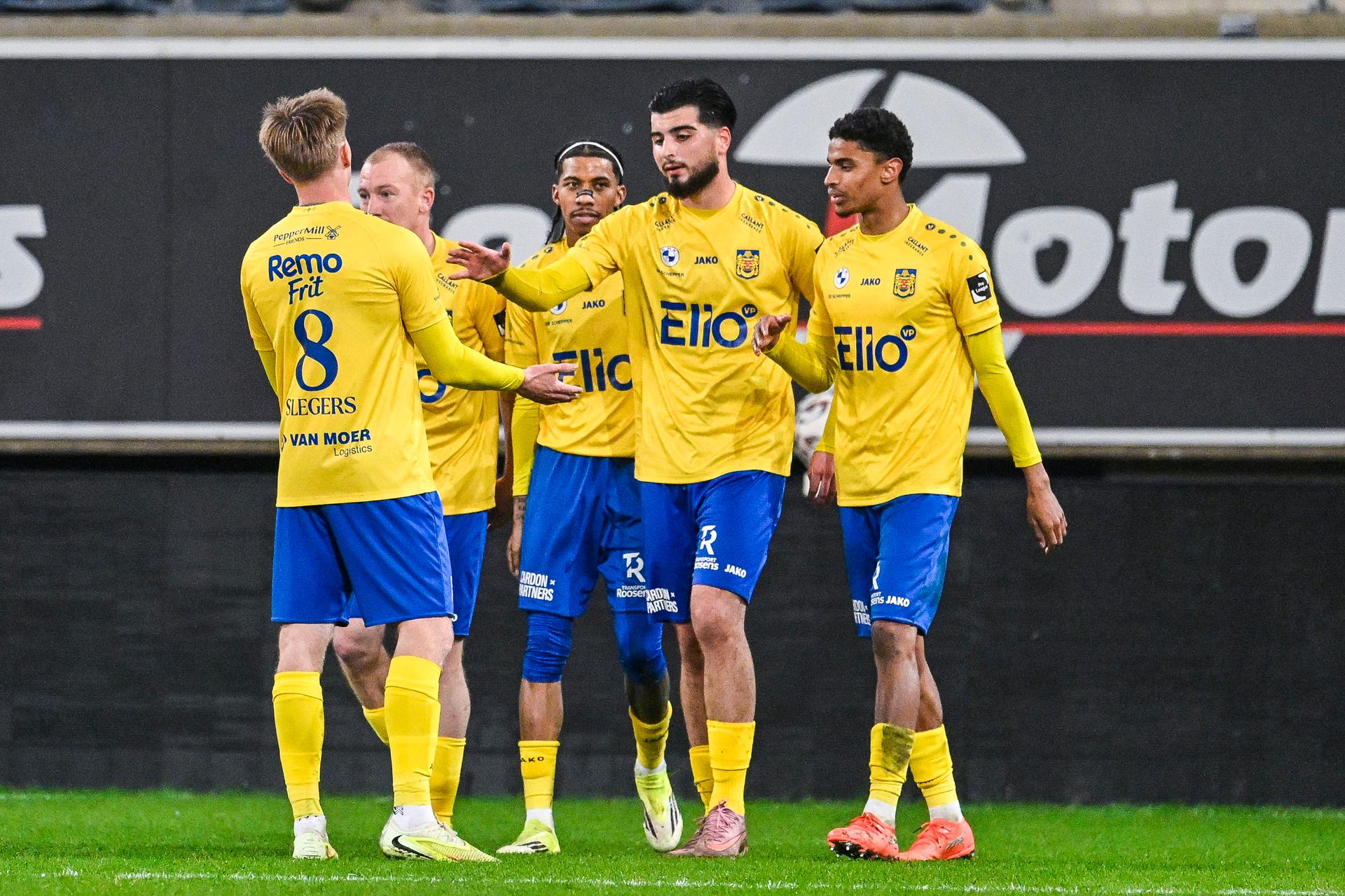 Beveren's Huseyin Erturk celebrates after scoring during a soccer match between Jong KAA Gent and SK Beveren, Wednesday 28 January 2026 in Gent, on day 21 of the 2025-2026 'Challenger Pro League' first division of the Belgian championship. BELGA PHOTO TOM GOYVAERTS