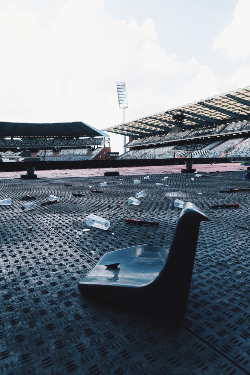 ATTENTION EDITORS - HANDOUT PICTURES - EDITORIAL USE ONLY - MANDATORY CREDIT 'VILLE DE BRUXELLES - STAD BRUSSEL'  Handout pictures released on Tuesday 06 May 2025, by the City of Brussels shows damage to the The King Baudouin Stadium (Stade Roi Baudouin - Koning Boudewijnstadion) on , done by fans during the final of the 'Croky Cup' Belgian soccer cup between Anderlecht and Club Brugge the day before.  *** Belga and Belga Editorial Board decline all responsibility regarding the content of this picture. *** PHOTO HAND OUT - VILLE DE BRUXELLES - STAD BRUSSEL