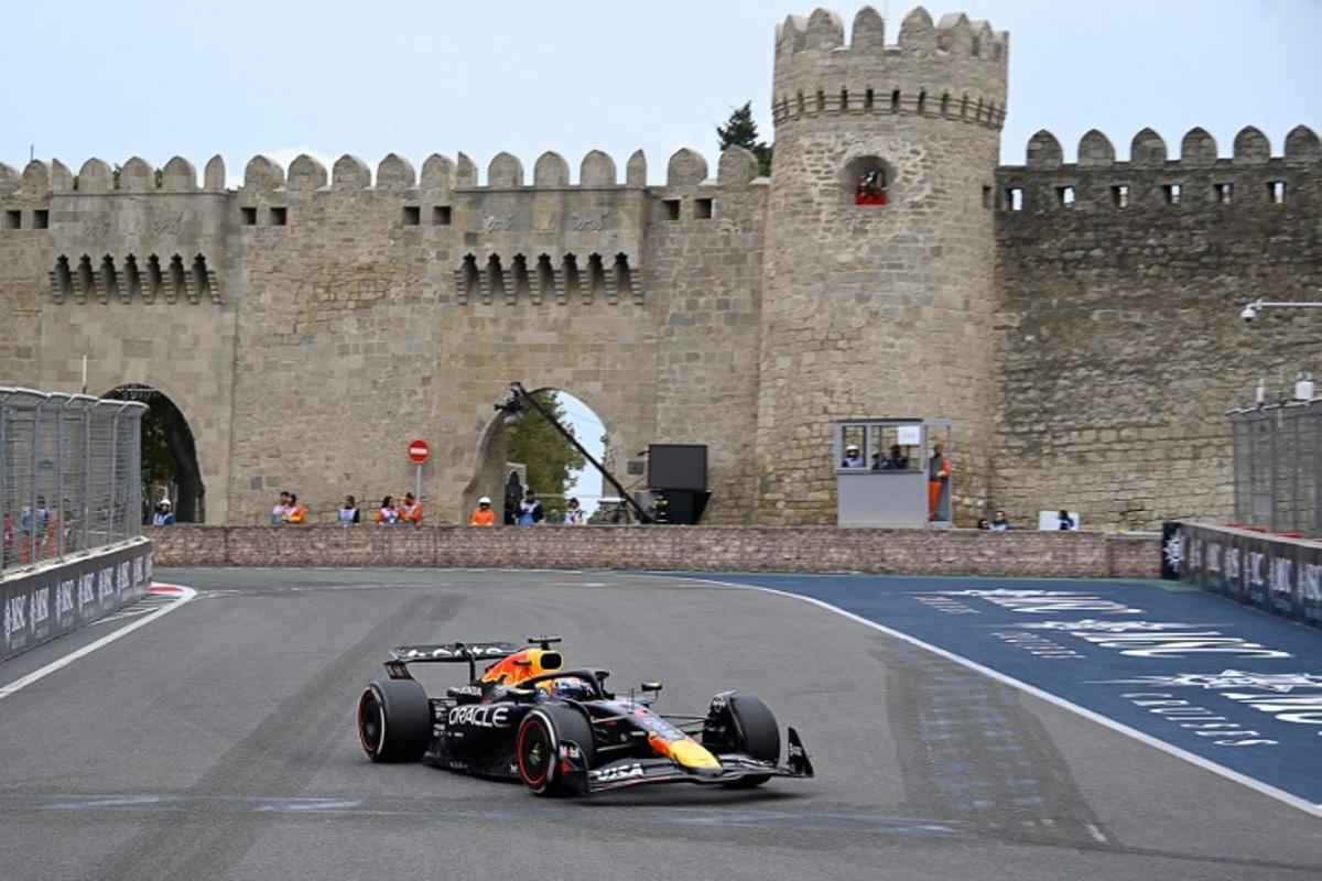 Red Bull Racing's Dutch driver Max Verstappen competes during the Formula One Azerbaijan Grand Prix at the Baku City Circuit in Baku on September 21, 2025.  Alexander NEMENOV / AFP