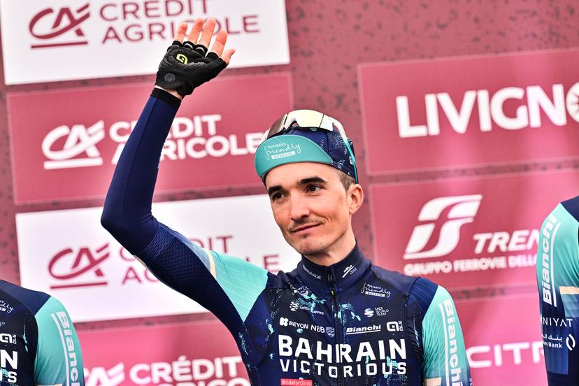 Spanish Pello Bilbao of Bahrain - Victorious pictured during the team presentations ahead of the 'Strade Bianche' one day cycling race from and to Siena, Italy, Friday 06 March 2026. BELGA PHOTO DIRK WAEM