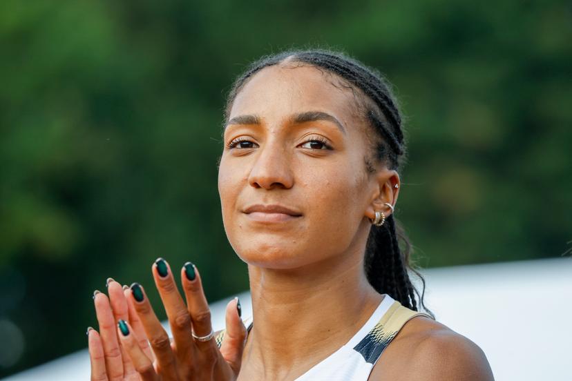 Belgian athlete Nafissatou 'Nafi' Thiam pictured during Belgian Nafissatou Nafi Thiam pictured during the Javelin Trower Festival (Speerwerperfestival) of Sint-Niklaas, on Sunday 10 August 2025. BELGA PHOTO NICOLAS MAETERLINCK