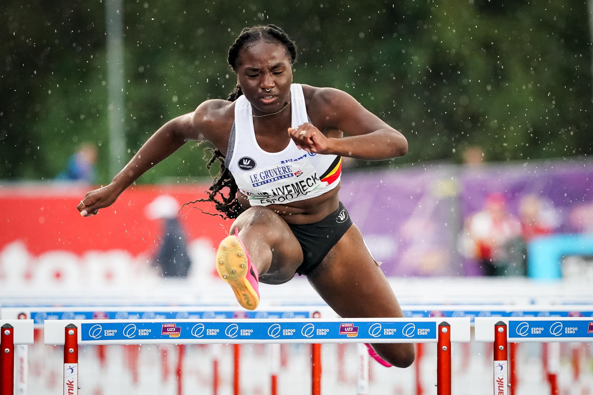Yanla Ndjip-Nyemeck pictured in action during the second day of the European Athletics U23 Championships, Friday 14 July 2023 in Espoo, Finland. The European championships take place from 13 to 17 July. BELGA PHOTO COEN SCHILDERMAN