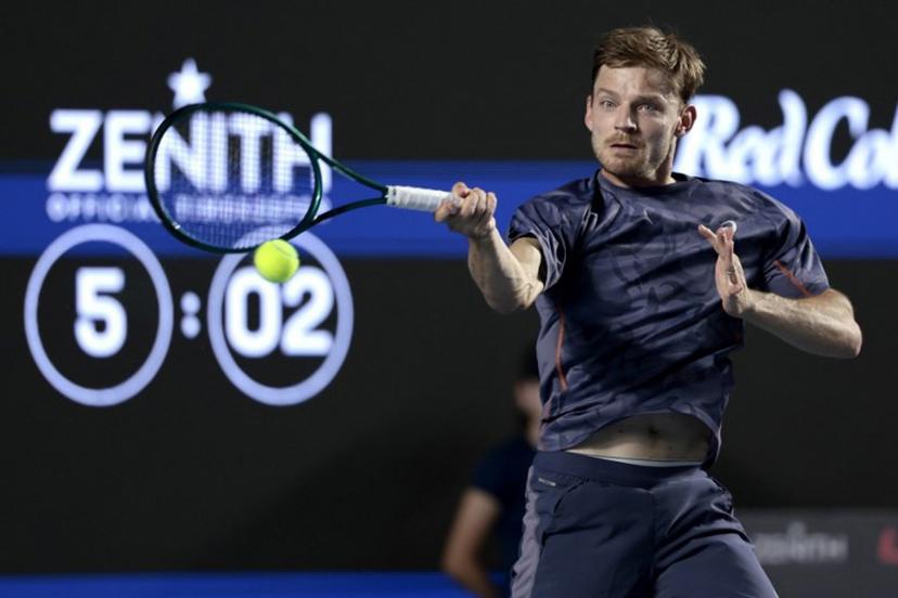 Belgium's David Goffin returns the ball to Czech Republic's Tomas Machac during the Ultimate Tennis showdown final singles tennis match in Guadalajara, Jalisco State, Mexico, on February 16, 2025.  Ulises Ruiz / AFP