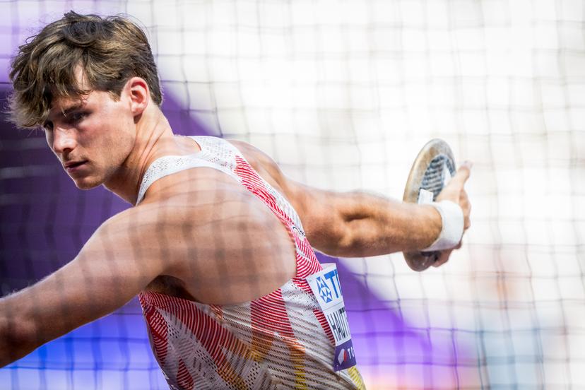 Belgian Jente Hauttekeete pictured in action during the Discus Throw event of the men's Decathlon competition, at the World Athletics Championships in Tokyo, Japan, on Sunday 21 September 2025. The outdoor Worlds are taking place from 13 to 21 September. BELGA PHOTO JASPER JACOBS