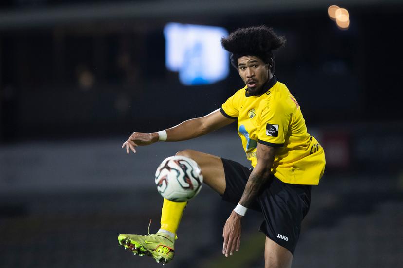 Lierse's Bryan Adinany pictured in action during a soccer game between Lierse SK and KV Kortrijk, Tuesday 16 December 2025 in Lier, on day 18 of the 2025-2026 'Challenger Pro League' 1B second division of the Belgian championship. BELGA PHOTO KRISTOF VAN ACCOM