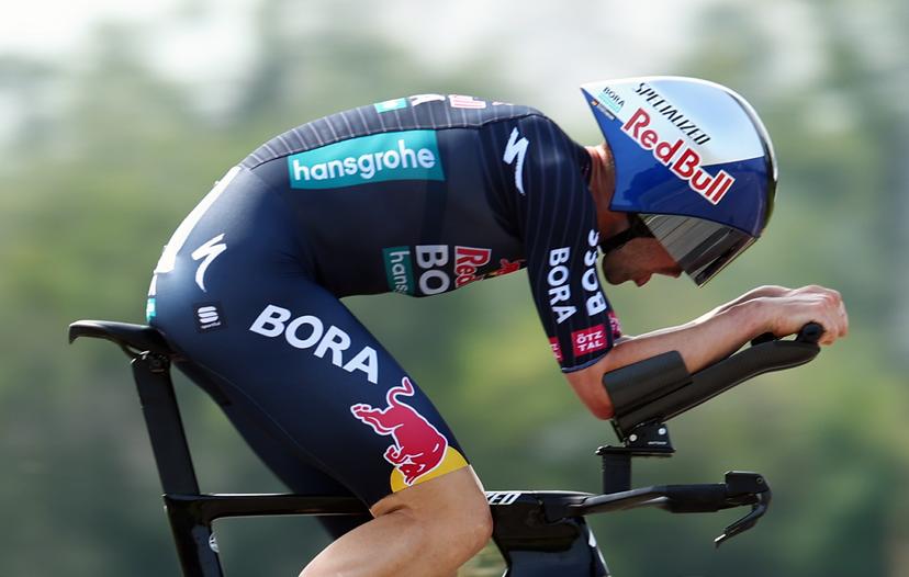 German Maximilian Max Schachmann ofRed Bull-Bora-Hansgrohe pictured in action during stage two of the 'Renewi Tour' multi-stage cycling race, a 15,4km time trial in Tessenderlo on Thursday 29 August 2024. The five-day race takes place in Belgium and the Netherlands. BELGA PHOTO DAVID PINTENS