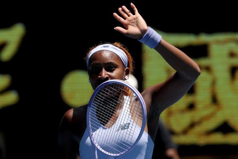 USA's Coco Gauff celebrates victory over Uzbekistan's Kamilla Rakhimova during their women's singles match on day two of the Australian Open tennis tournament in Melbourne on January 19, 2026.  DAVID GRAY / AFP