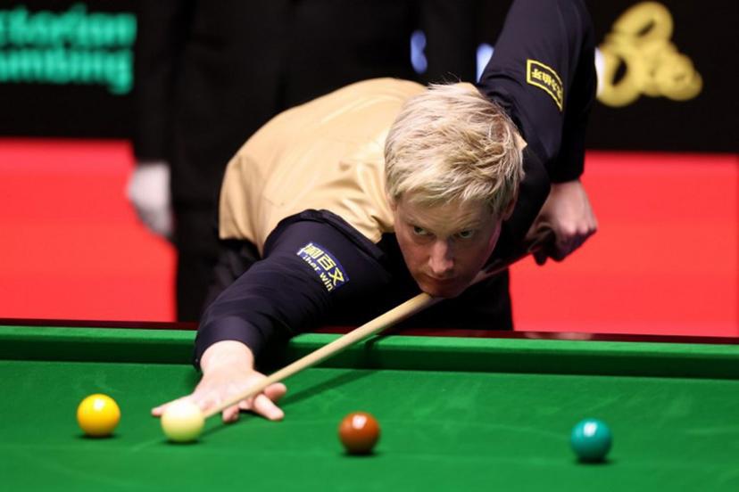 Australia's Neil Robertson plays a shot against China's Pang Junxu during the World Snooker Championship Round One match at The Crucible in Sheffield, northern England on April 22, 2026.  The World Snooker Championship 2025 will take place from April 19 to May 5, 2025. Darren Staples / AFP