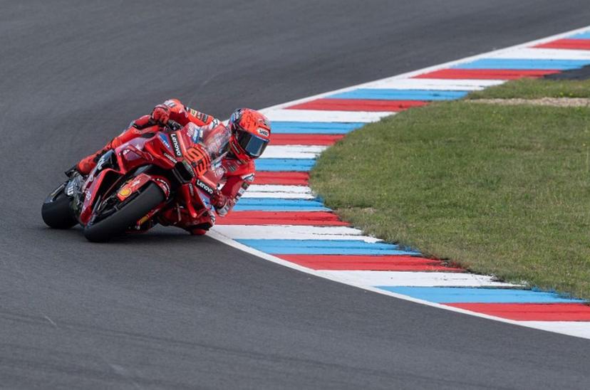 Ducati Lenovo Team's Spanish MotoGP rider Marc Marquez competes during the motorcycle Czech Moto GP Grand Prix sprint race at the Masaryk circuit in Brno, Czech Republic on July 19, 2025.   Michal Cizek / AFP