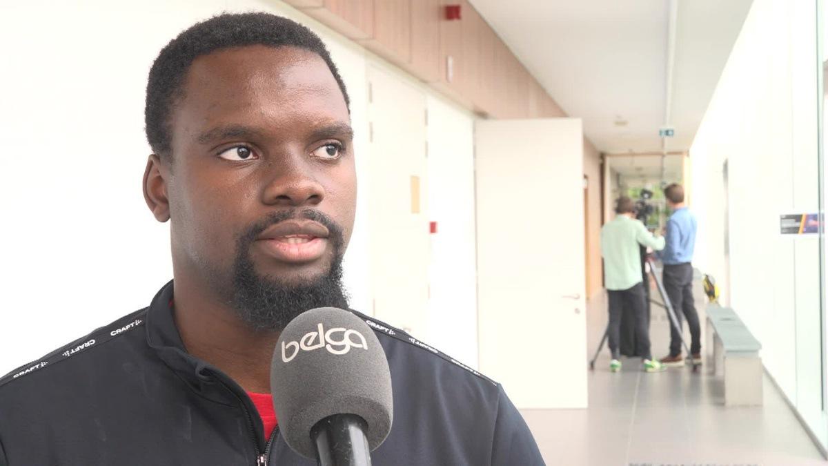 Video showing 00:00:00:00 - 00:02:23:15 Dutch interview with Noah Kuavita in Sportverblijf Sport Vlaanderen in Ghent. Thursday, 09 October 2025. BELGA VIDEO MAARTEN WEYNANTS.
