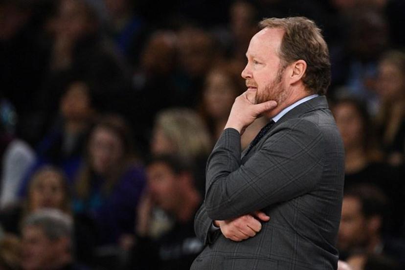 Milwaukee Bucks head coach Mike Budenholzer watches his players during the NBA basketball match between Milwaukee Bucks and Charlotte Hornets at The AccorHotels Arena in Paris on January 24, 2020.   FRANCK FIFE / AFP