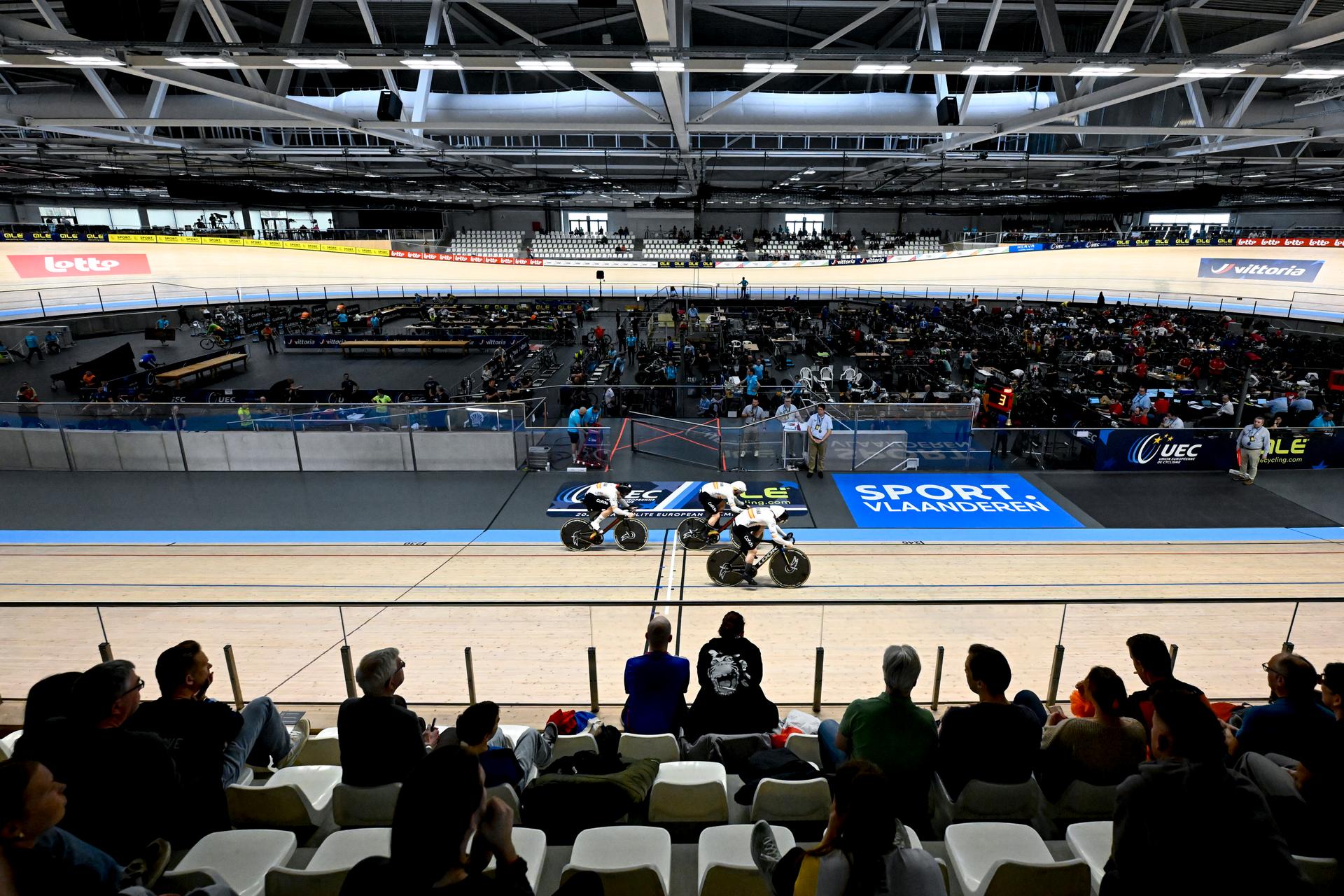 Illustration picture taken during the 2025 UEC Track Elite European Championships, in Heusden-Zolder, Belgium, Wednesday 12 February 2025. The European Championships take place from 12 to 16 February. BELGA PHOTO DIRK WAEM