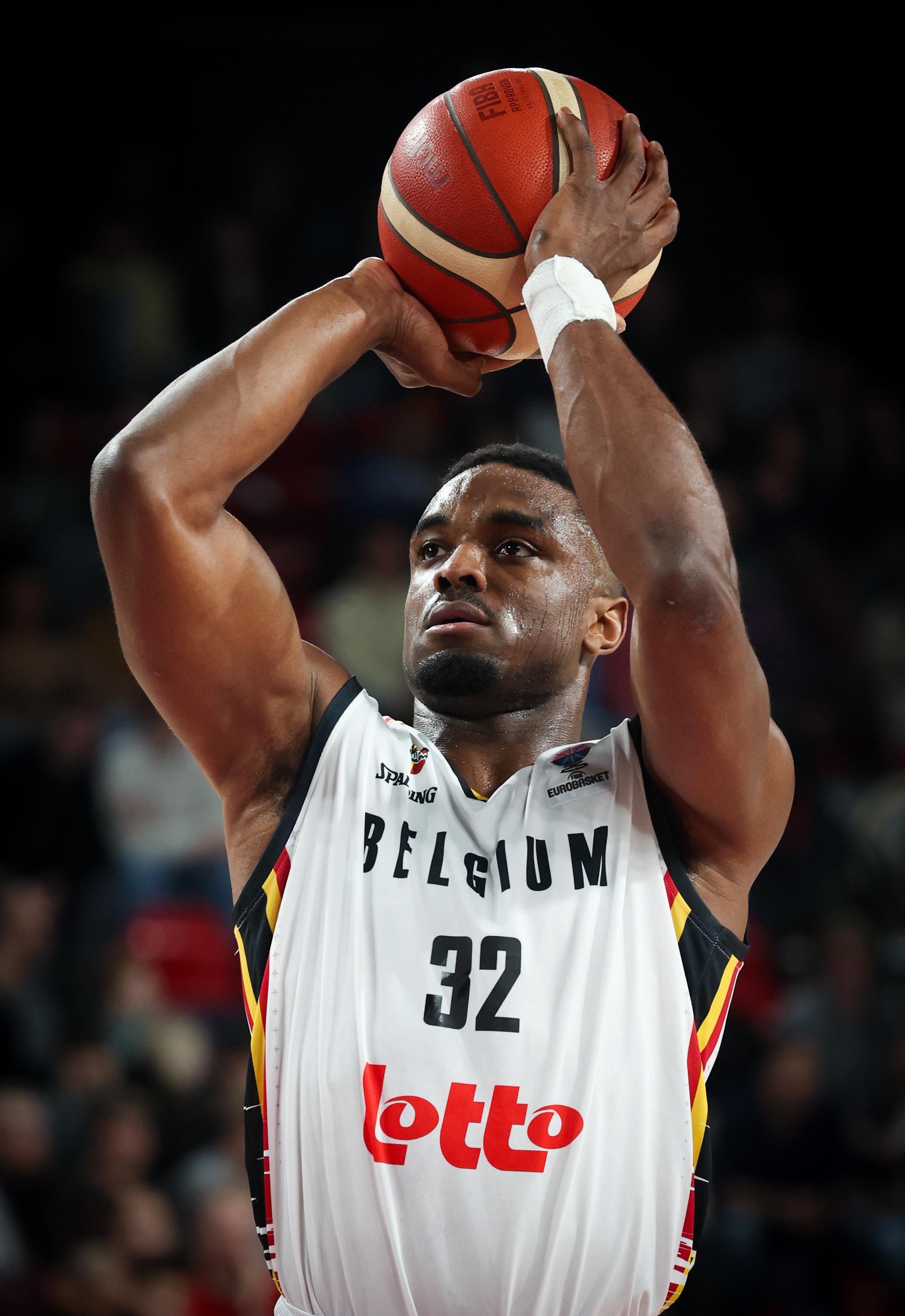 Belgium's Retin Obasohan pictured in action during a basketball match between Belgium's national team Belgian Lions and Slovakia, Thursday 20 February 2025 in Charleroi, game 5/6 in the group stage of the qualifications for the Eurobasket 2025 European championships. BELGA PHOTO VIRGINIE LEFOUR