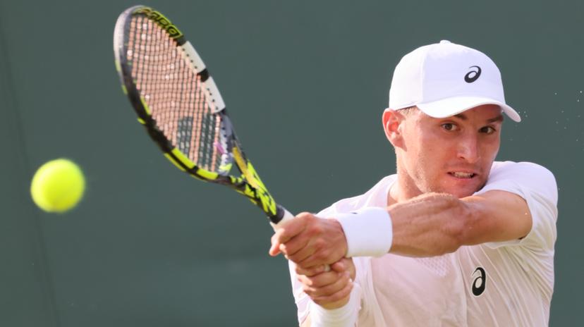 Belgian Raphael Collignon pictured in action at a tennis game against Croatian Cilic, in the first round of the men's singles at the 2025 Wimbledon grand slam tournament, Tuesday 01 July 2025 at the All England Tennis Club, in South-West London, Britain. BELGA PHOTO BENOIT DOPPAGNE