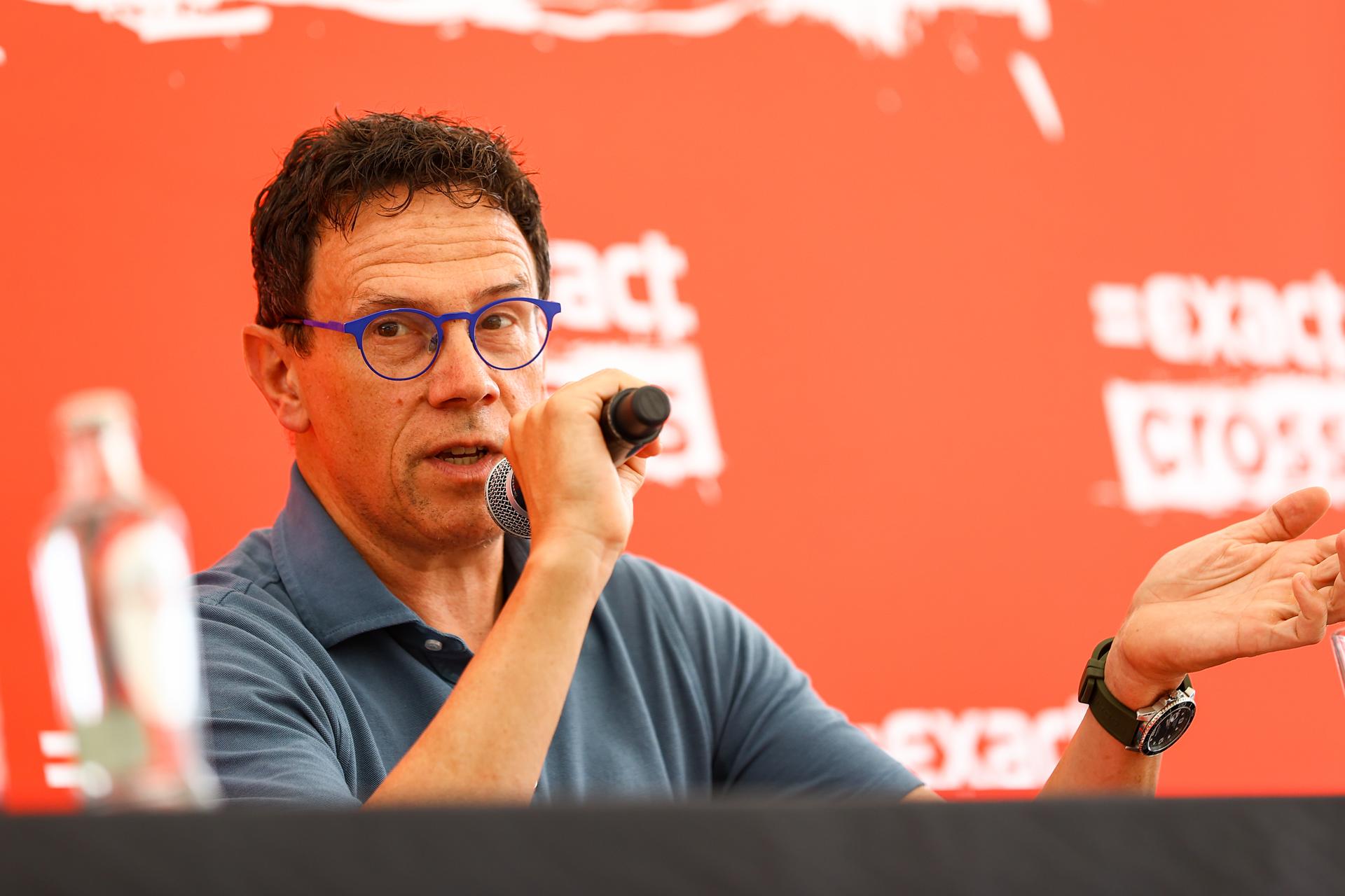 Christophe Impens of Golazo pictured during a press conference of Golazo sports to present a new partner on the former Ethias Cross, Thursday 25 August 2022, in Sint-Niklaas. BELGA PHOTO DAVID PINTENS