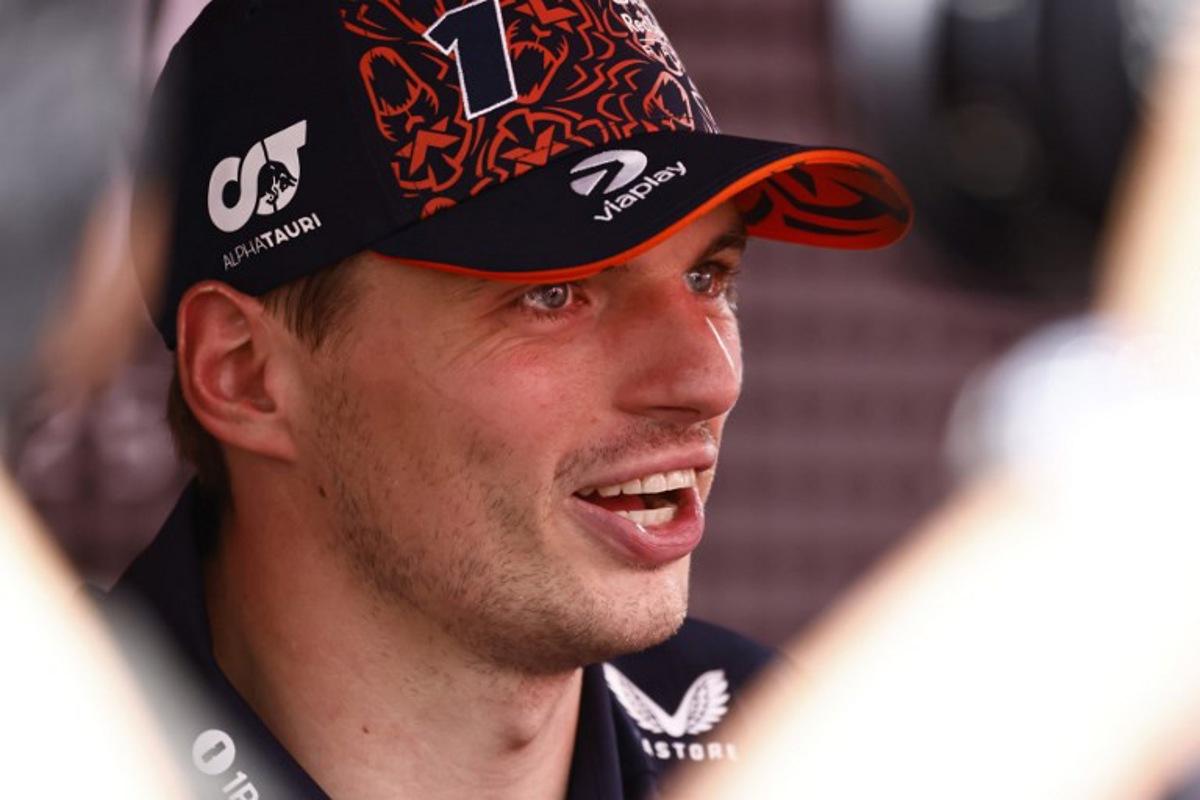 Red Bull Racing's Dutch driver Max Verstappen reacts after winning the Sprint Race of the Formula One Belgian Grand Prix at the Spa-Francorchamps circuit in Spa, on July 26, 2025.  SIMON WOHLFAHRT / AFP