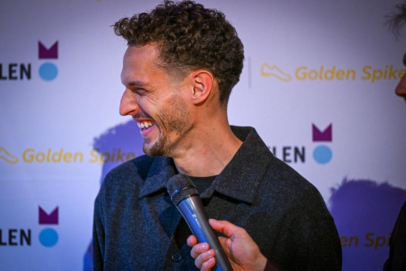 Belgian Dylan Borlee pictured during the 'Golden Spike' athletics awards ceremony, Saturday 30 November 2024 in Mechelen. BELGA PHOTO LUC CLAESSEN