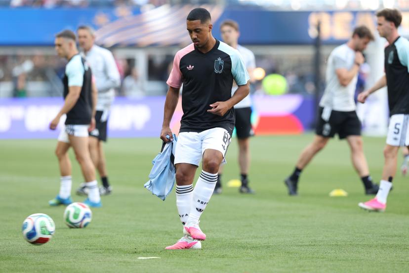 Belgium's Youri Tielemans pictured during the warming-up for a soccer game between the USA and Belgian national team Red Devils, on Monday 06 July 2026, at the Seattle Field, in Seattle, a 1/8 finals game in the FIFA World Cup 2026. BELGA PHOTO BRUNO FAHY