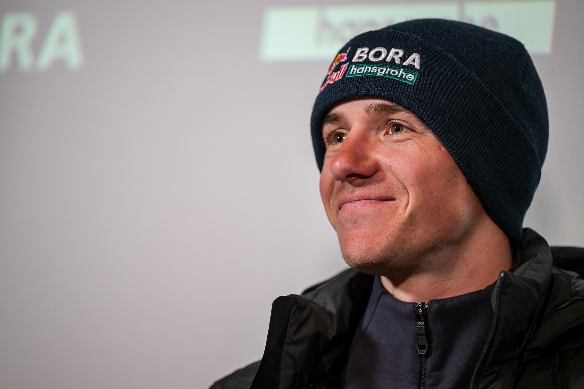 Belgian Remco Evenepoel of Red Bull-BORA-hansgrohe pictured during a press conference of the Red Bull - Bora - Hansgrohe cycling team ahead of the Ronde van Vlaanderen / Tour des Flandres / Tour of Flanders cycling race, Friday 03 April 2026 in Ledegem. The 110th edition of the cycling race will take place on Sunday 5th April. BELGA PHOTO DAVID PINTENS