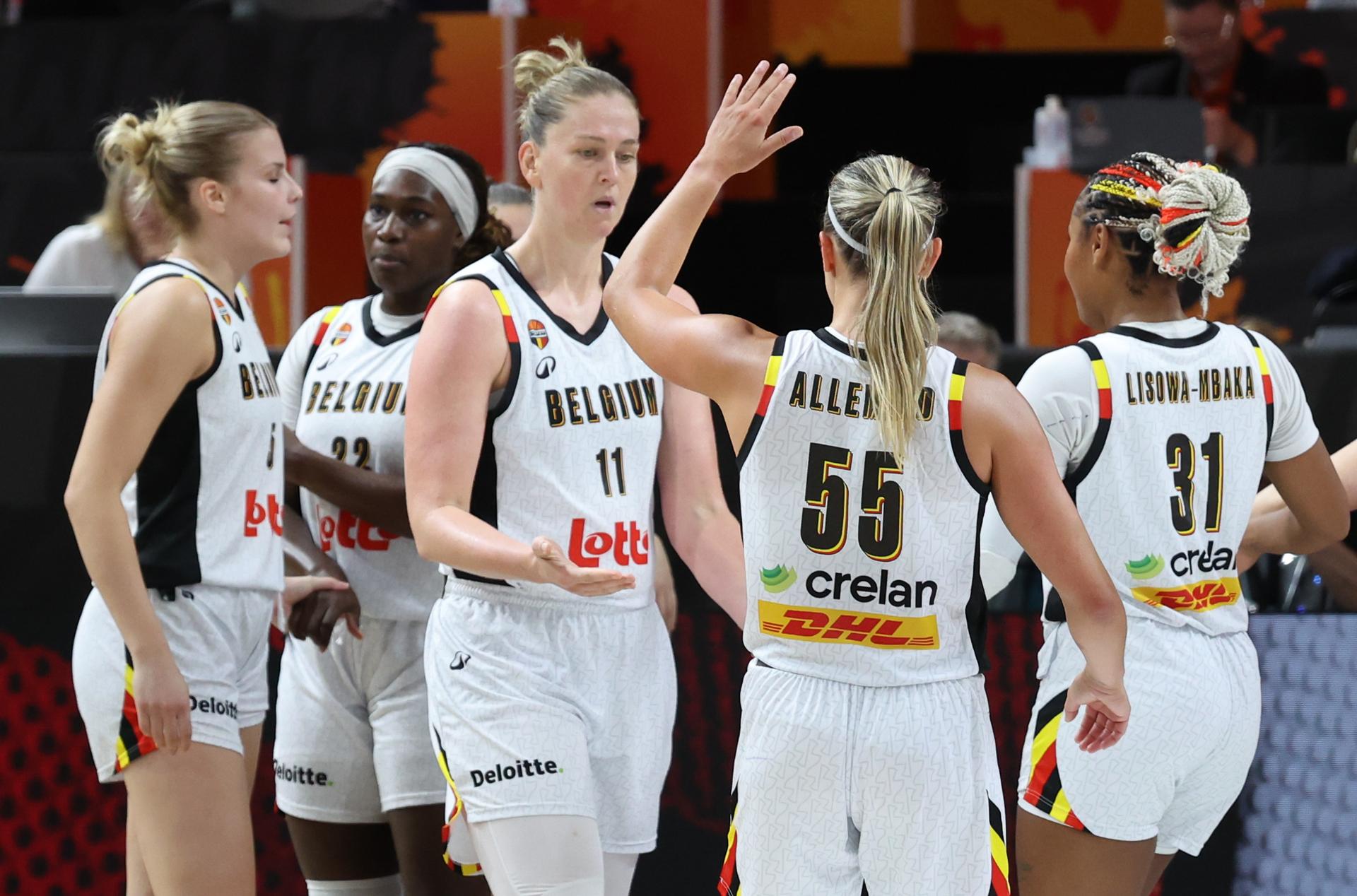 Belgium's Emma Meesseman celebrates after scoring during a game between Belgian national basketball team Belgian Cats and Turkey,  game 1 of the group phase at the FIBA Women's Basketball World Cup, on Friday 4 September 2026, in Berlin, Germany. The FIBA Women's Basketball World Cup takes place in Berlin from 4 to 23 September 2026. BELGA PHOTO VIRGINIE LEFOUR
