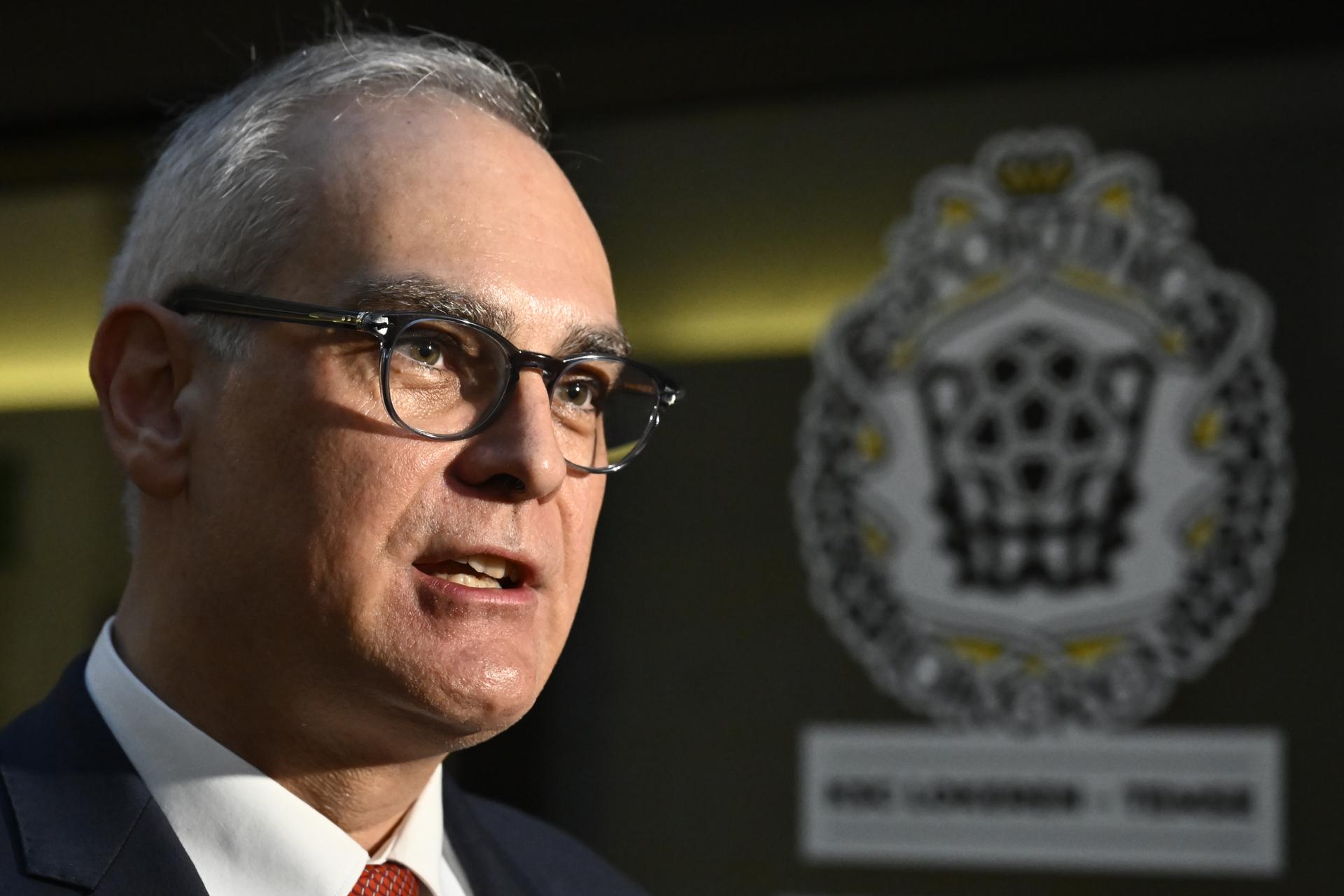 Lokeren's chairman Hans Van Duysen pictured during a press moment of KSC Lokeren-Temse, Wednesday 29 January 2025 in Lokeren. Former international player Nainggolan has been charged with participating in a criminal organisation, however, he was conditionally released after being heard by an examining magistrate yesterday. BELGA PHOTO DIRK WAEM