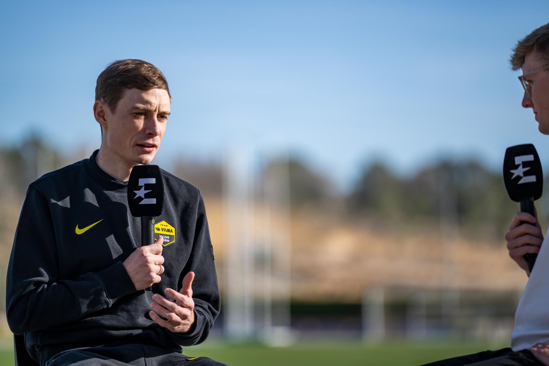 Danish Jonas Vingegaard Hansen pictured during the team presentation of the Team Visma-Lease a Bike cycling team in Alicante, Spain, Tuesday 13 January 2026. BELGA PHOTO DAVID PINTENS