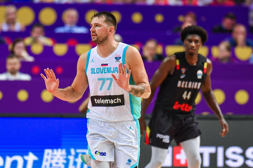 Slovenian Luka Doncic pictured in action during a basketball match between Belgium's national team Belgian Lions and Slovenia, Sunday 31 August 2025 in Katowice, Poland, the third game of the group stage of the Eurobasket 2025 European championships. BELGA PHOTO MARCIN BULANDA *** BELGIUM ONLY ***