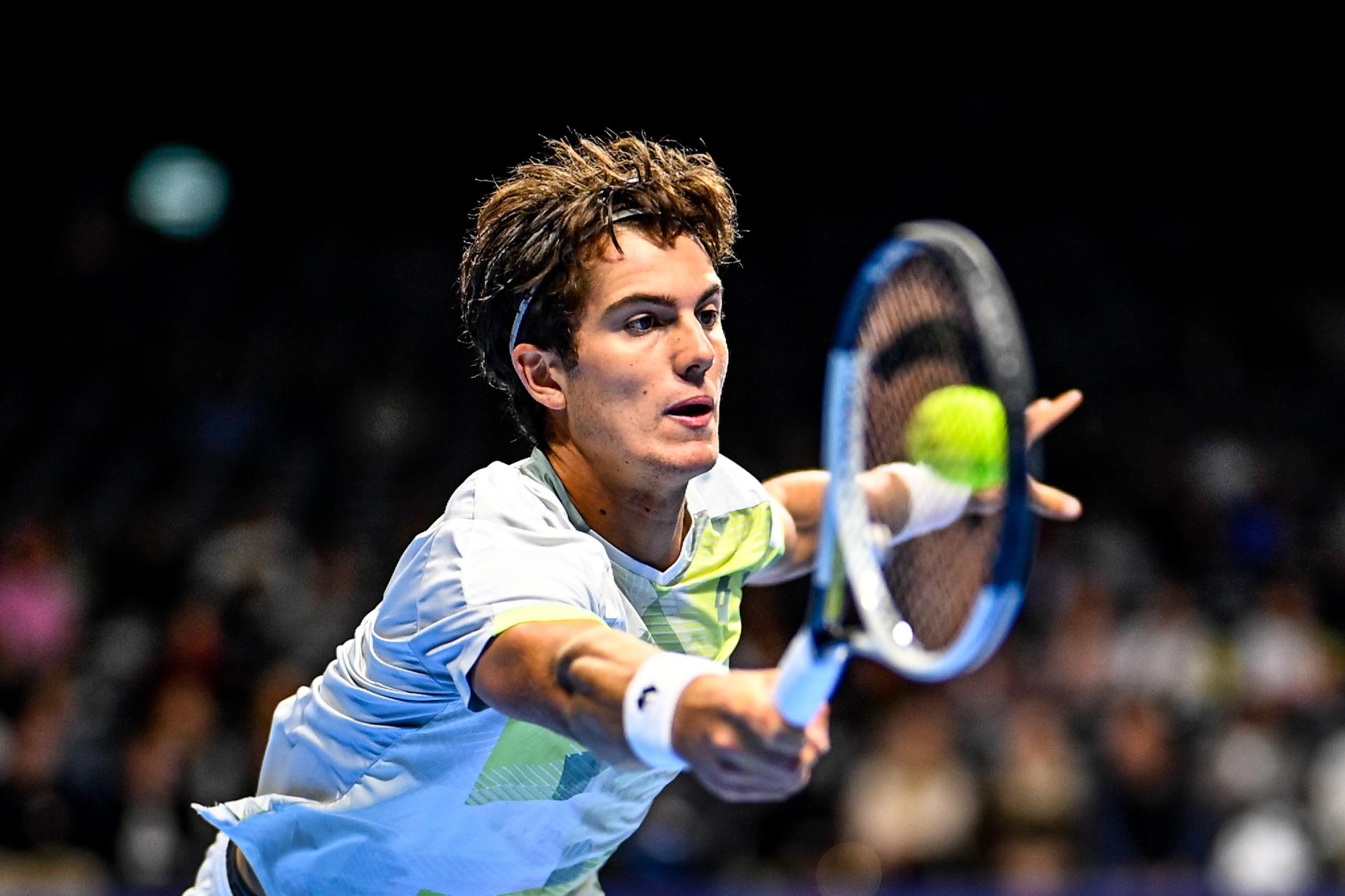 Junior champion Belgian Gilles Arnaud Bailly pictured in action during the European Open ATP tennis tournament in Brussels, on Sunday 12 October 2025. This year's edition of the tournament is taking place from 12 to 19 October 2025. BELGA PHOTO JASPER JACOBS