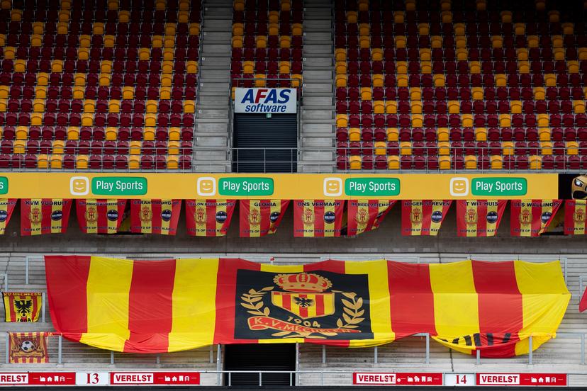 Illustration picture shows an empty stand at KV Mechelen's stadium before a soccer match between KV Mechelen and Cercle Brugge KSV, Saturday 22 August 2020 in Mechelen, on day 3 of the 'Jupiler Pro League' first division of the Belgian championship. BELGA PHOTO KRISTOF VAN ACCOM