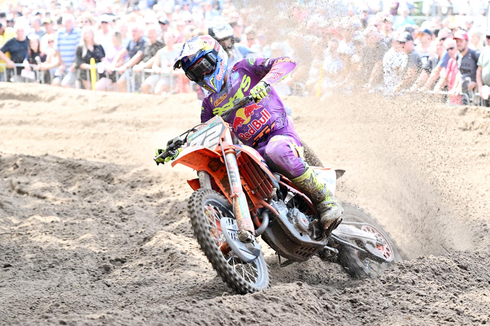 Belgian Liam Everts pictured in action during the Belgian Championships motocross at Keiheuvel, in Balen, Thursday 15 August 2024. BELGA PHOTO MAARTEN STRAETEMANS