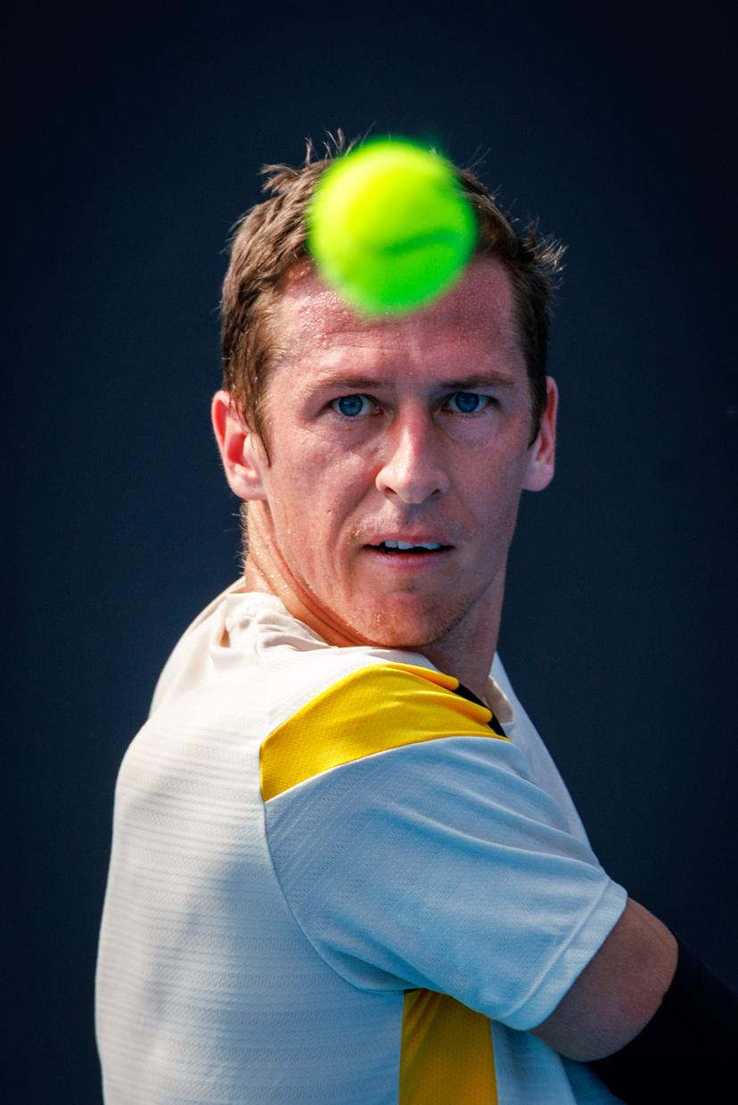 Belgium's Kimmer Coppejans pictured in action during a third round qualifying match in the men's singles against USA's Svajda at the Australian Open, Melbourne Park, Melbourne on Thursday 15 January 2026.  BELGA PHOTO PATRICK HAMILTON  --- BENELUX ONLY   ---