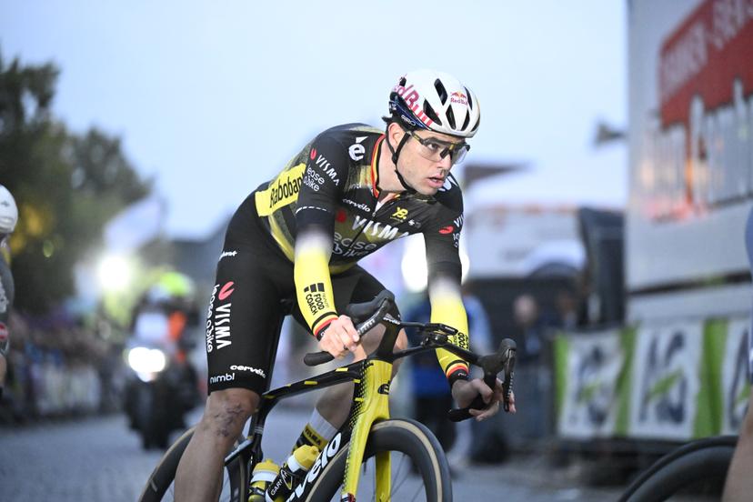 Belgian Wout van Aert of Team Visma-Lease a Bike and pictured in action during the 'Natourcriterium Herentals' cycling race, Thursday 31 July 2025 in Herentals. The contest is a part of the traditional 'criteriums', local races in which mainly cyclists who rode the Tour de France compete. BELGA PHOTO TOM GOYVAERTS
