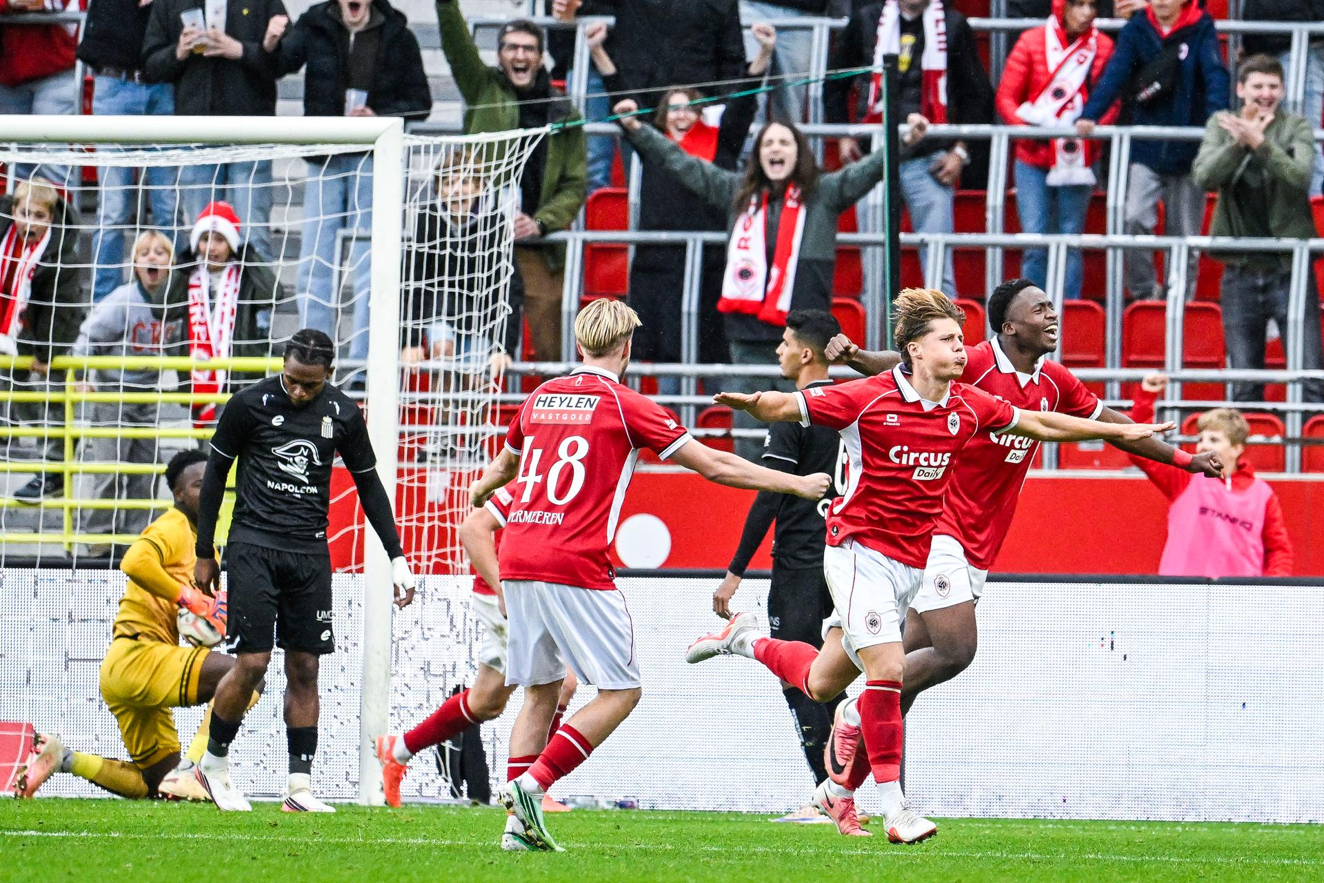 Rein Van Helden of Antwerp FC celebrates after scoring during a soccer match between Royal Antwerp FC and Sporting Charleroi, Saturday 24 October 2026 in Antwerp, on day 9 of the 2026-2027 'Jupiler Pro League' first division of the Belgian championship. BELGA PHOTO TOM GOYVAERTS