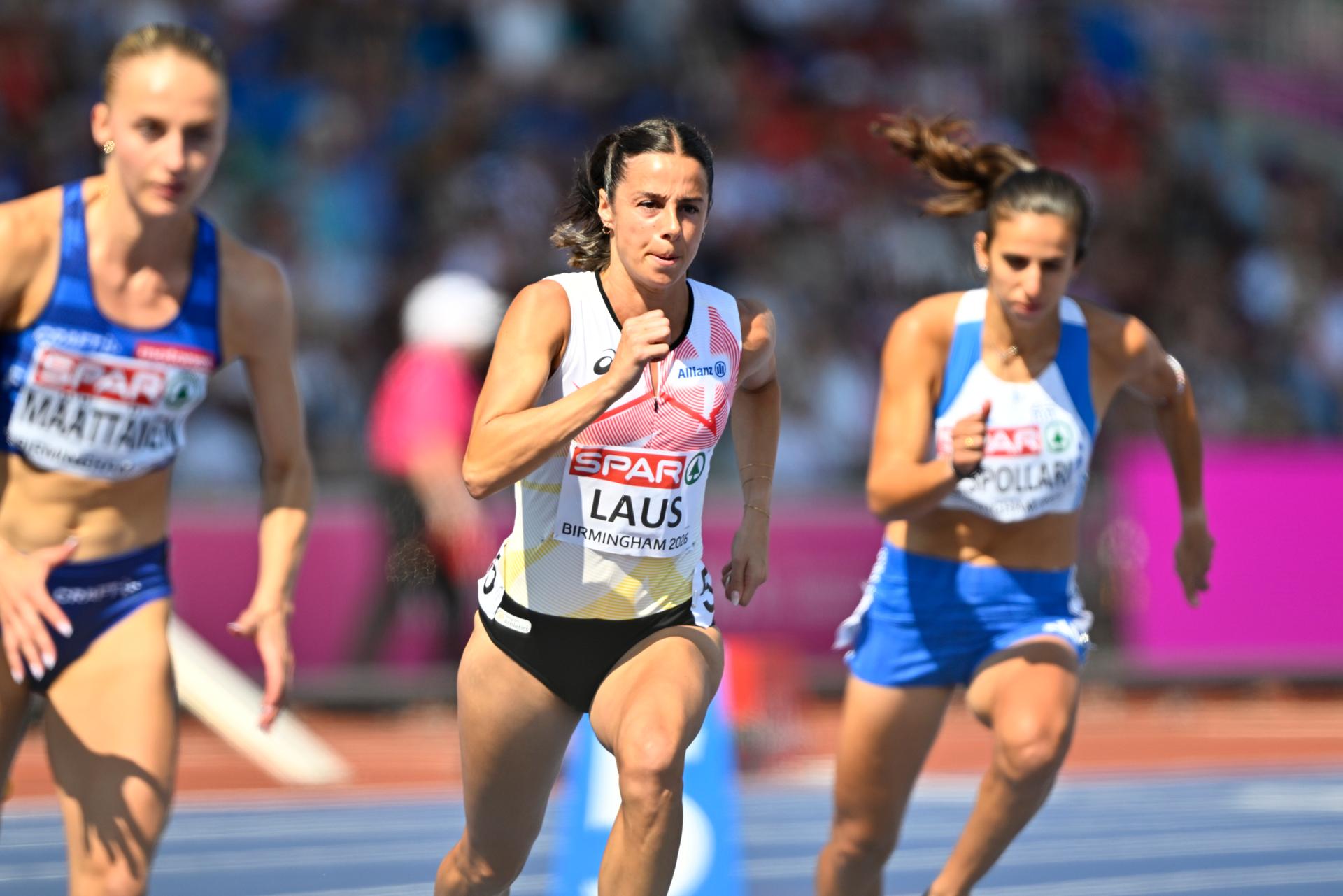 Belgian Camille Laus pictured in action during the women's 800m race in the heats of the first round on the second day of the European Athletics Championships (August 10-18) in Birmingham, United Kingdom, on Tuesday 11 August 2026. BELGA PHOTO ERIC LALMAND