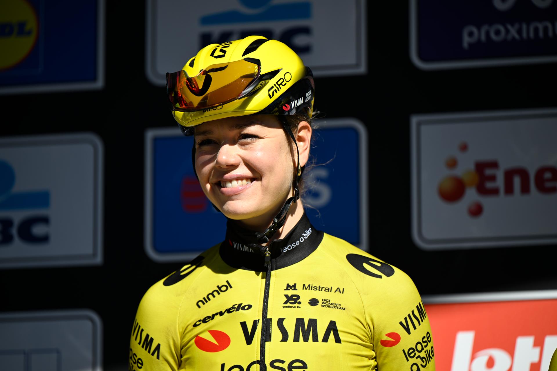 Dutch Lieke Nooijen of Team Visma-Lease a Bike pictured at the start of the women's race of the 'Scheldeprijs' one day cycling event, 130,3km from and to Schoten on Wednesday 08 April 2026. BELGA PHOTO TOM GOYVAERTS
