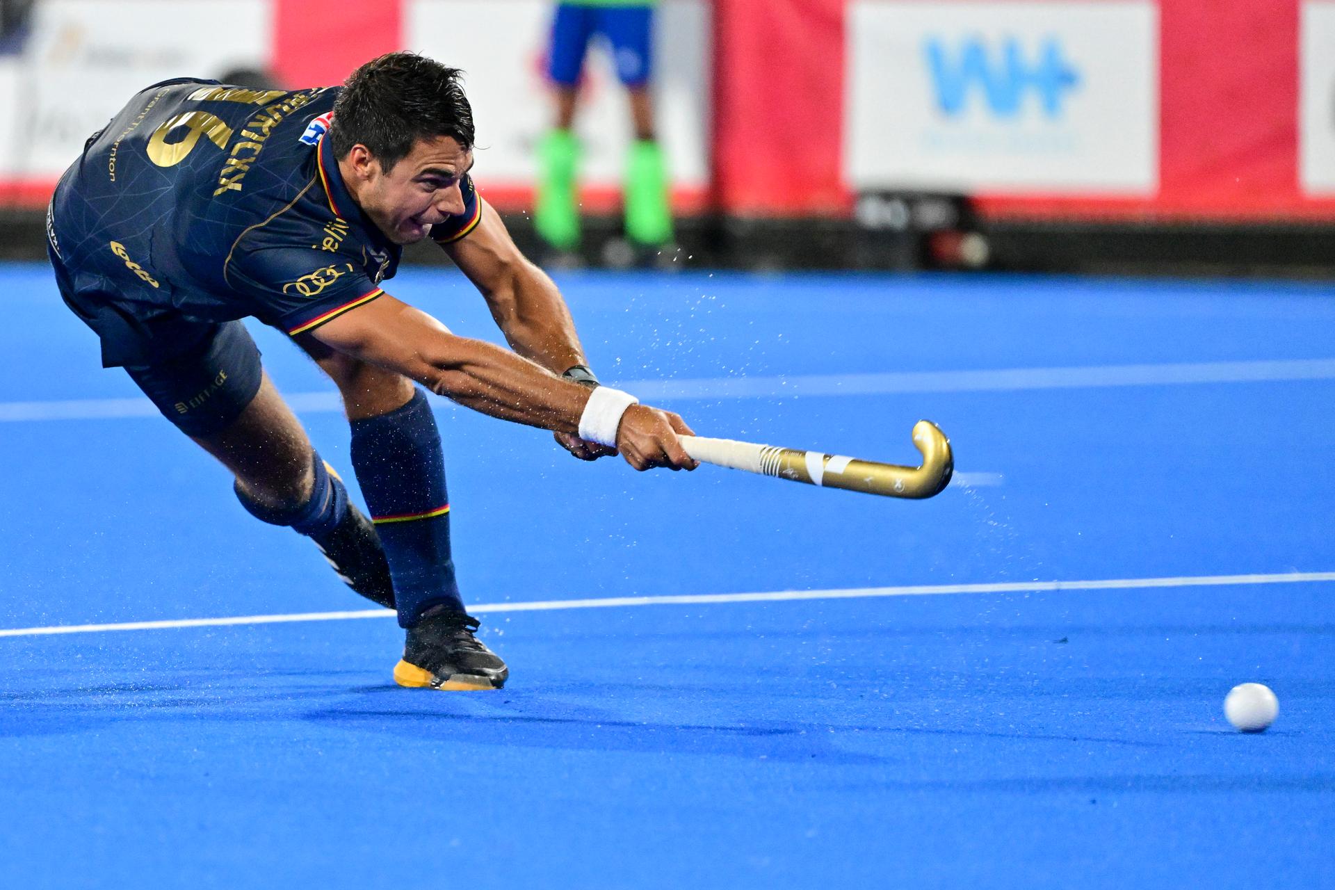Belgium's Alexander Hendrickx pictured during a hockey game between Belgian Lions and Germany, the second (out of three) matches during the group stage of the men's 2026 Hockey World Cup, Monday 17 August 2026 in Wavre. The 2026 edition of the Hockey World Cup takes place in Belgium and The Netherlands from August 15 to August 30. BELGA PHOTO DIRK WAEM