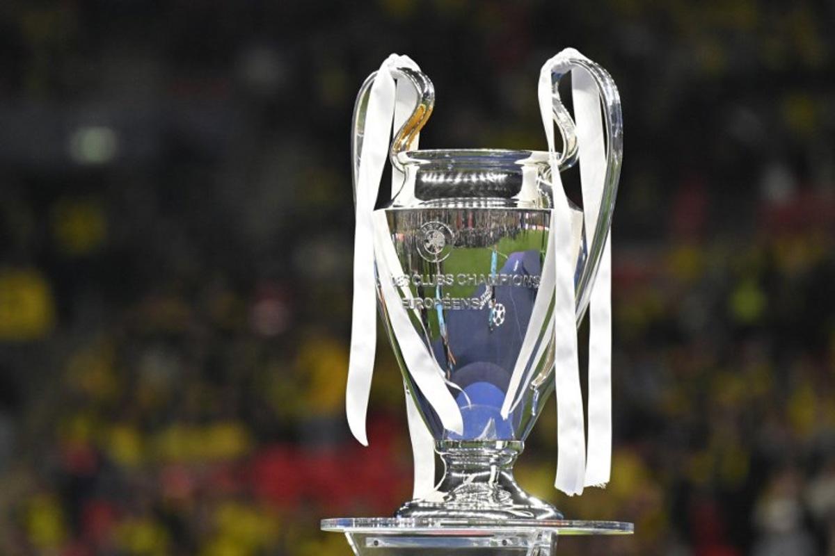 This photograph shows the trophy after the UEFA Champions League final football match between Borussia Dortmund and Real Madrid, at Wembley stadium, in London, on June 1, 2024. INA FASSBENDER / AFP