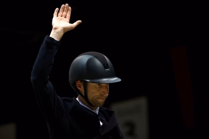 Belgian Pieter Devos riding Casual DV Z reacts during the FEI World Cup Jumping event at the Parc des Expositions in Bordeaux, south-western France, on February 8, 2025. ROMAIN PERROCHEAU / AFP
