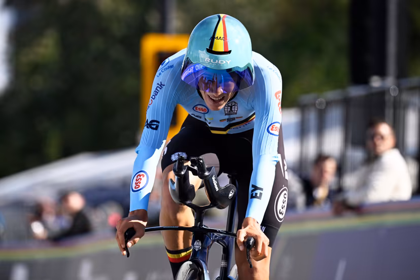 Belgium's Alec Segaert pictured in action during the men's elite individual time trial race (39,2km) at the cycling UCI Road World Championship, in Montreal, Canada, Sunday 20 September 2026. BELGA PHOTO JASPER JACOBS