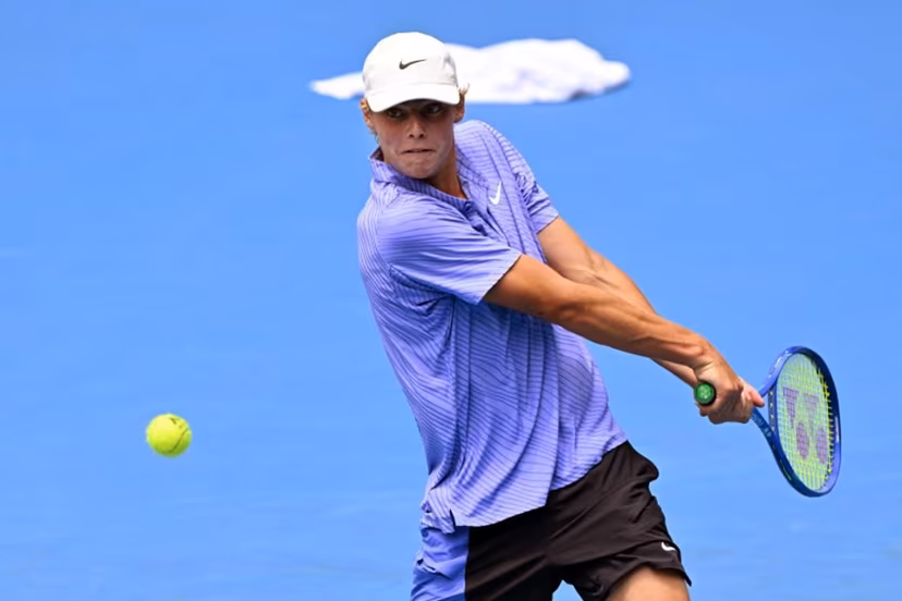 Cruz Hewitt of Australia hits a return during a practice session in Melbourne on January 15, 2026, ahead of the Australian Open tennis tournament starting on January 18. William WEST / AFP