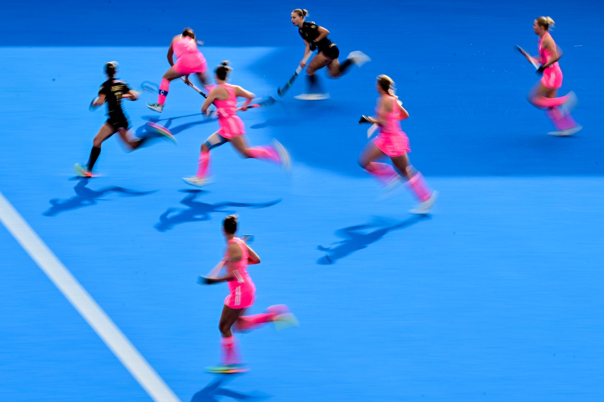 Belgium's Justine Rasir pictured during a field hockey game between Belgian national team Red Panthers and Germany, at the women's 2026 Hockey World Cup, on Saturday 22 August 2026 in Wavre. The 2026 edition of the Hockey World Cup takes place in Belgium and The Netherlands from August 15 to August 30. BELGA PHOTO DIRK WAEM